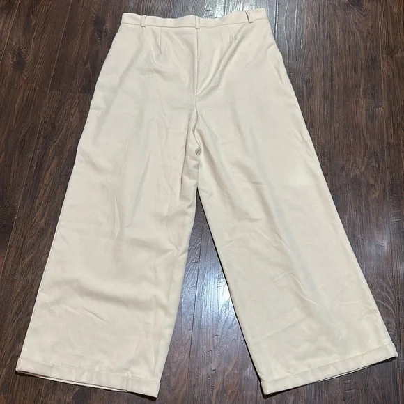 Free People High Rise Pia Dad Pleated Trouser Pants Size 12 Color Cream - Picture 10 of 10